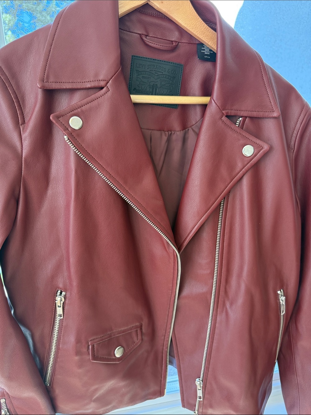 Levi's Maroon Faux Leather Moto Jacket - Picture 3 of 4
